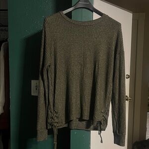 SO Olive Green Long Sleeve Top with Side Ties